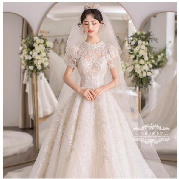 ドレス ロング プリンセスライン 半袖 きれいめ 結婚式 韓国 ドレス ロング プリンセスライン 半袖 きれいめ 韓国 SALE