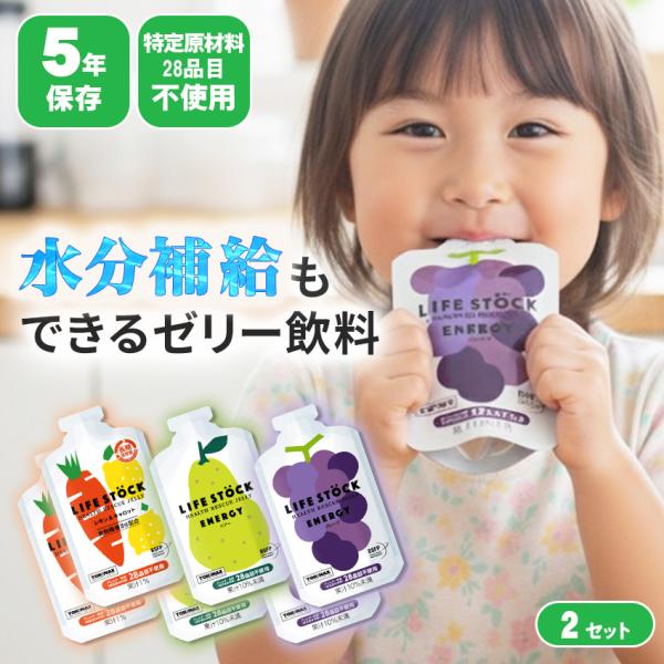 2セット(計6個)の賞味期限は2031年05月までのものになります。                      被災地から生まれた備蓄食、ゼリータイプの非常食「LIFESTOCK(ライフストック)」。水や電気なしで、すぐに、のどが渇かず美味...