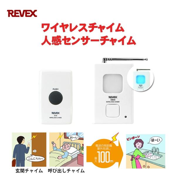 玄関チャイム インターホン ワイヤレス 工事不要 リーベックス X810