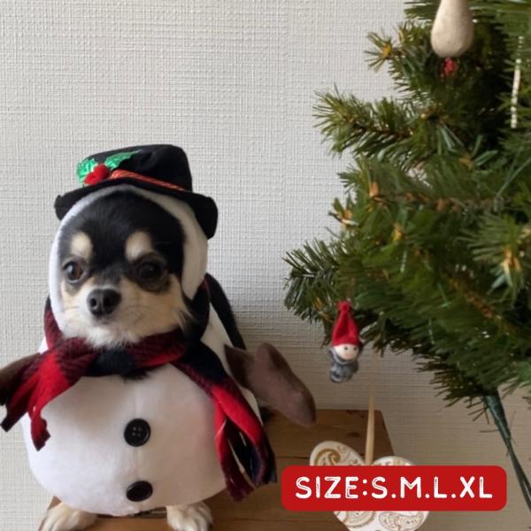 犬服 冬 クリスマスウェア 雪だるま 小型犬 中型犬 猫 猫服 着ぐるみ 