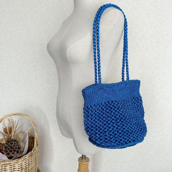 新品タグ付き　blue ブルー　メタリックメッシュバッグ　F