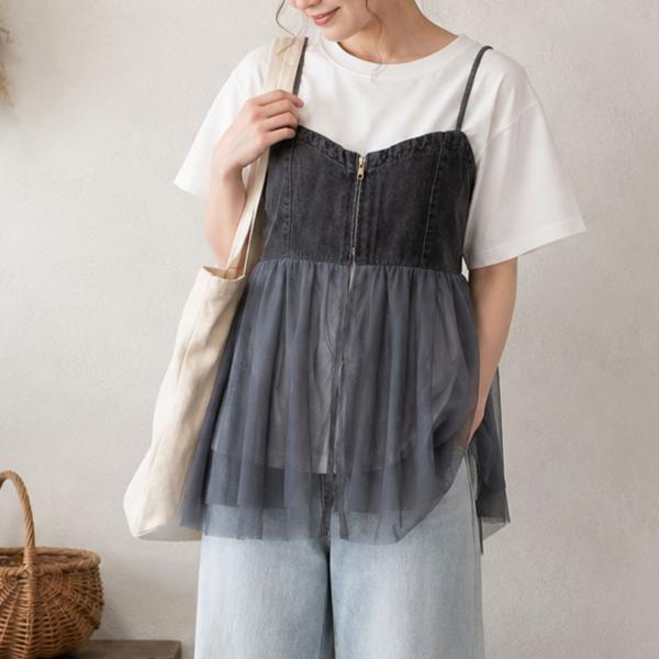 美品 SamansaMos2 blue  ブルー キャミソール F りんごのほっぺ
