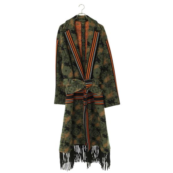 ルイヴィトン サイズ:L  24AW  Jacquard Double Face Wool Blanket Coat ベルト付きジャガードダブルフェイスウールブランケットオーバーコート 中古 SB01 LOUIS VUITTON（ルイ・ヴィトン） コート サイズ:L 24AW ベルト付き