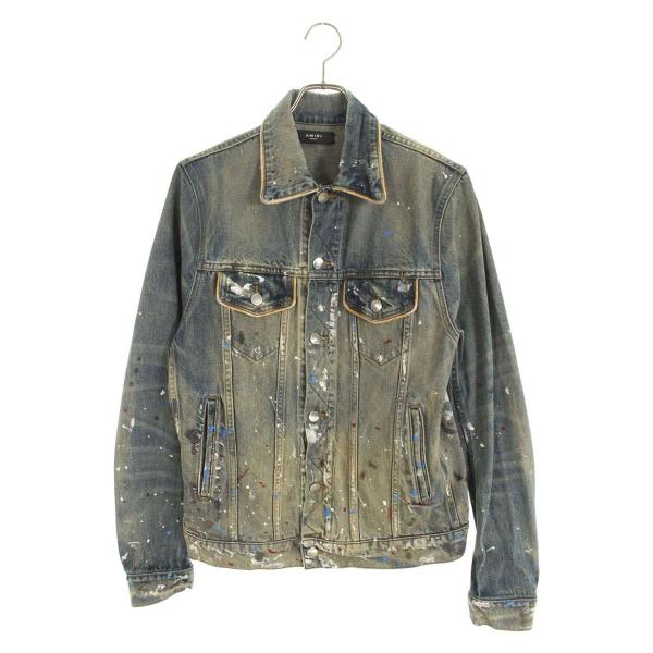 アミリ サイズ:M  MOTRK-ART ペンキ加工デニムジャケット 中古 OM10 AMIRI（アミリ） サイズ:M MOTRK-ART ペンキ加工デニムジャケット 中古