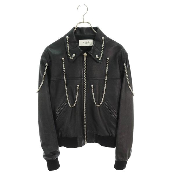 21AW Celine チェーン装飾 シングルレザージャケット 46 ライダース CELINE 21AW チェーン装飾レザージャケット2E973280D - メルカリ