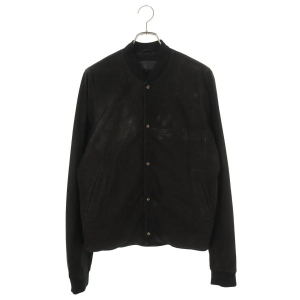 クロムハーツ サイズ:L  FLURIES フラリーズ リブカシミヤクロスボールボタンスエードレザージャケット 中古 SJ02 CHROME HEARTS（クロムハーツ） レザージャケット サイズ:L FLURIES