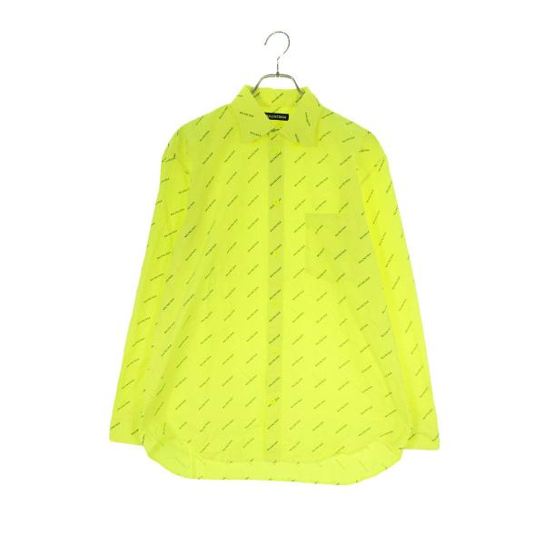 バレンシアガ 534333 TILX6 ロゴ総柄デザイン長袖シャツ メンズ 36