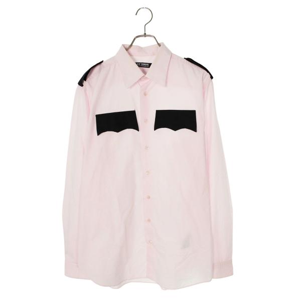 ラフシモンズ サイズ:M  222-254B バイカラーエポレット長袖シャツ 中古 BS99 RAF SIMONS（ラフ シモンズ） 222-254B サイズ:M バイカラーエポレット
