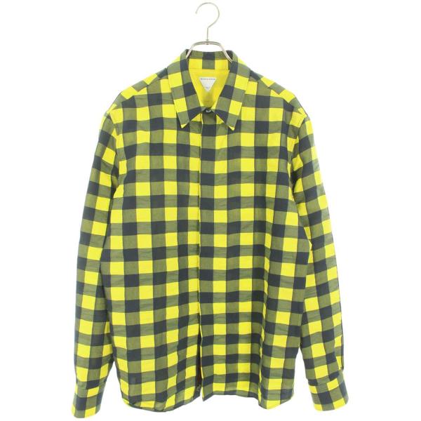ボッテガヴェネタ サイズ:50  821368 V4YR1 ウェーブギンガムチェック長袖シャツ 中古 SB01 rinkan_10312-250408-0004