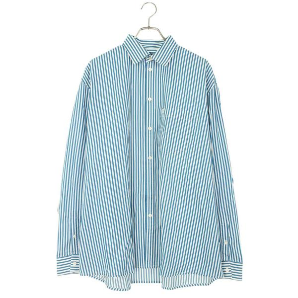 バレンシアガ サイズ:39  625567 TIM17 Bロゴ刺繍ストライプ長袖シャツ 中古 BS55 BALENCIAGA（バレンシアガ） サイズ:39 625567 TIM17 Bロゴ刺繍