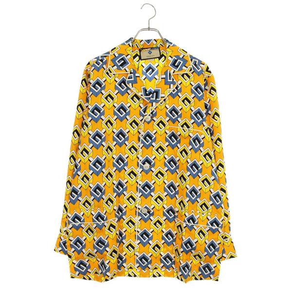グッチ サイズ:S  663490 ZLP98 G総柄シルクパジャマ長袖シャツ 中古 BS99 GUCCI（グッチ） サイズ:S 663490 ZLP98 G総柄シルクパジャマ長袖