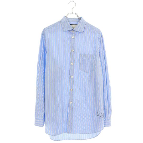 GUCCI グッチ サイズ:50 574508 ZABY5 ロゴ刺繍ストライプ長袖シャツ