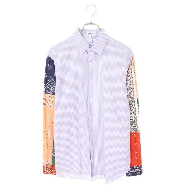 ロエベ サイズ:39  H2199842CG ペイズリー切替ストライプ長袖シャツ 中古 OM10 LOEWE（ロエベ） サイズ:39 H2199842CG ペイズリー切替ストライプ長袖