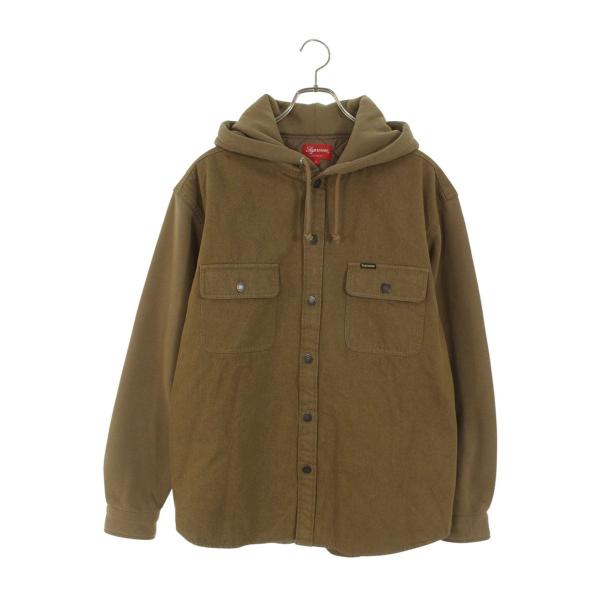 シュプリーム サイズ:L  22AW  Fleece Hooded Denim Shirt 裏地キルティングフーテッドデニム長袖シャツ 中古 OM10 Supreme（シュプリーム） 長袖シャツ サイズ:L 22AW Fleece Hooded