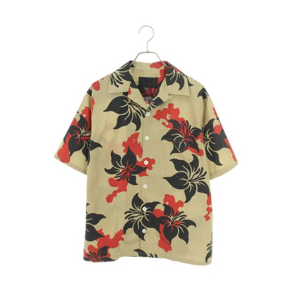 【美品】PRADAプラダ　総柄長袖シャツ　ドレスシャツ　XLサイズ PRADA プラダ サイズ:S 24SS UCS414 S221 14QI ハイビスカス総柄