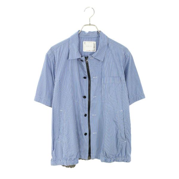 サカイ サイズ:1  25-03687M コットンストライプジップボタン半袖シャツ 中古 BS99 rinkan_10313-250803-0398