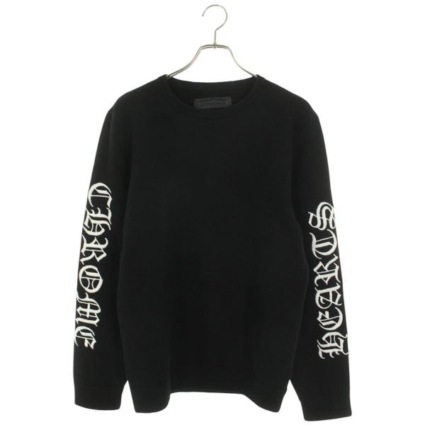 クロムハーツ サイズ:M 袖ロゴ刺繍カシミアニット 中古 NO05 CHROME HEARTS（クロムハーツ） サイズ:M 袖ロゴ刺繍カシミアニット