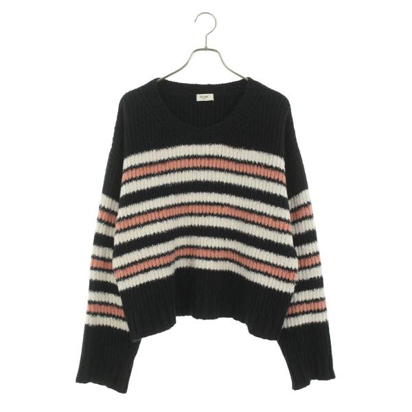 セリーヌ サイズ:M  2AF18047U クロップドボーダーニット 中古 SB01 CELINE（セリーヌ） ニット サイズ:M 2AF18047U クロップドボーダー