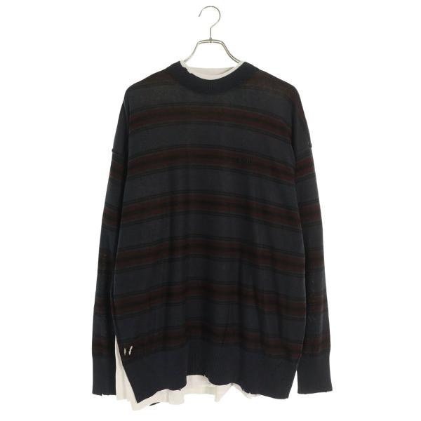 バレンシアガ サイズ:M  25AW  831101 T3401 レイヤードボーダースウェットニット 新古品 SB01 BALENCIAGA（バレンシアガ） サイズ:M 25AW 831101 T3401 レイヤード