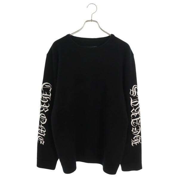 クロムハーツ サイズ:XL U LIFE SENTENCE 袖ロゴ刺繍カシミヤクルーネックニット 中古 OS06