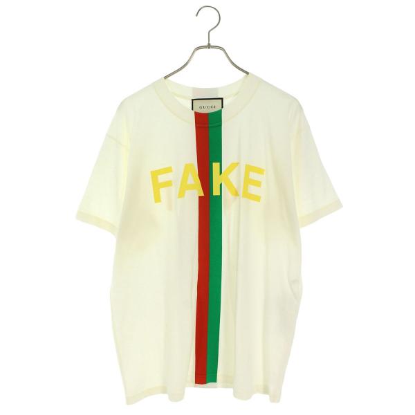 GUCCI グッチ Tシャツ 616036 XJCXX サイズ:S FAKE NOTプリントTシャツ  