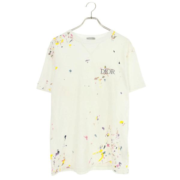 ディオール サイズ:S  183J686A0554 ペンキ加工ロゴ刺繍Tシャツ 中古 SB01 ディオール Tシャツ サイズ:S 183J686A0554 ペンキ加工ロゴ刺繍Tシャツ
