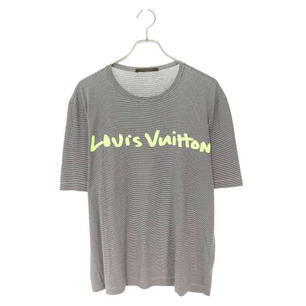 ルイヴィトン サイズ:L  09SS  RM091S MOJR63JDS スティーブンスプラウスボーダー ロゴプリントTシャツ 中古 BS99 LOUIS VUITTON（ルイ・ヴィトン） Tシャツ サイズ:L 09SS RM091S