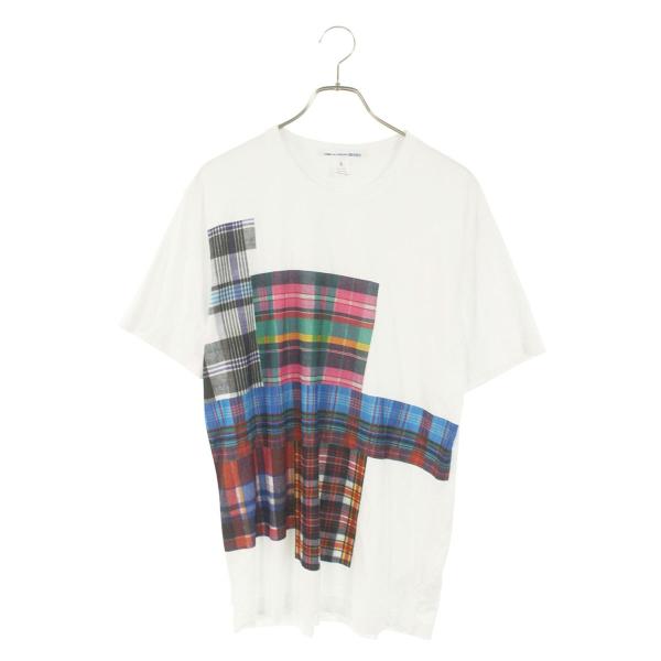 コムデギャルソンシャツ サイズ:XL  FO-T008 チェックプリントTシャツ 中古 BS99 COMME des GARCONS SHIRT コムデギャルソンシャツ サイズ:XL FO-T008
