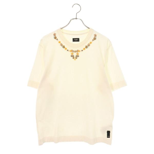 フェンディ サイズ:M  FY0936 AN1I ビーズ装飾Tシャツ 中古 BS99 FENDI（フェンディ） サイズ:M FY0936 AN1I ビーズ装飾Tシャツ 中古