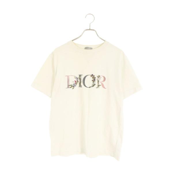 ディオール サイズ:M 21SS 113J686A0554 フローラルロゴ刺繍Tシャツ