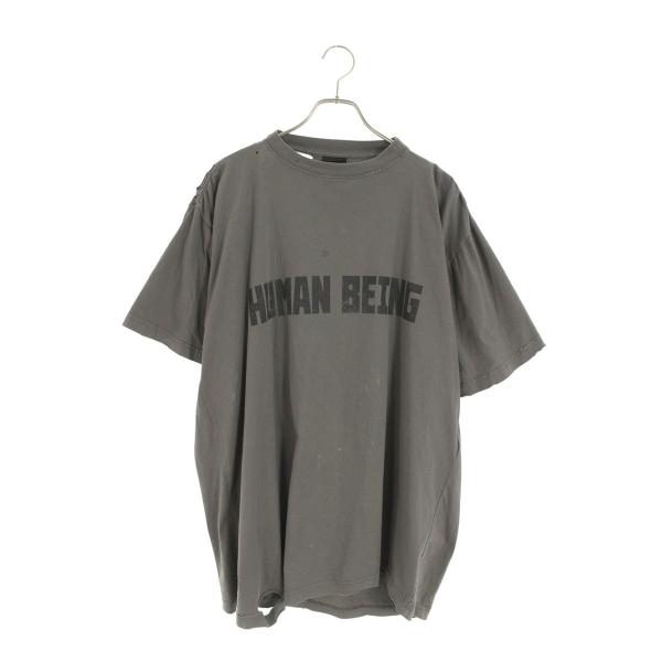 バレンシアガ サイズ:1  824285 TSVV1 HUMAN BEINGプリント ダメージ加工Tシャツ 中古 SB01 BALENCIAGA（バレンシアガ） サイズ:1 824285 TSVV1 HUMAN BEING