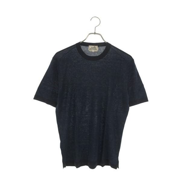 HERMES H柄 ニット Tシャツ イタリア製 HERMES（エルメス） Tシャツ サイズ:XS リネン カシミヤ ニットTシャツ