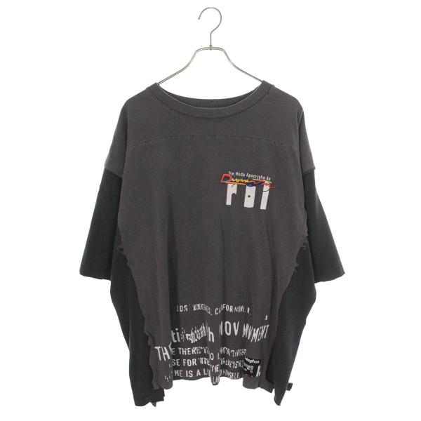 リヴィントンロイレビス サイズ:L 26SS MODA APOCRYPHA QUAD TEE ヴィンテージ加工ドッキングデザインTシャツ 中古 BS99