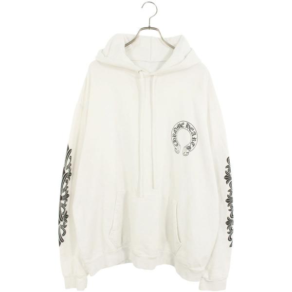 クロムハーツ サイズ:XL  SWTSHRT PLV 袖フローラルバックホースシュープリントパーカー 中古 SS07 CHROME HEARTS（クロムハーツ） パーカー サイズ:XL SWTSHRT PLV 袖