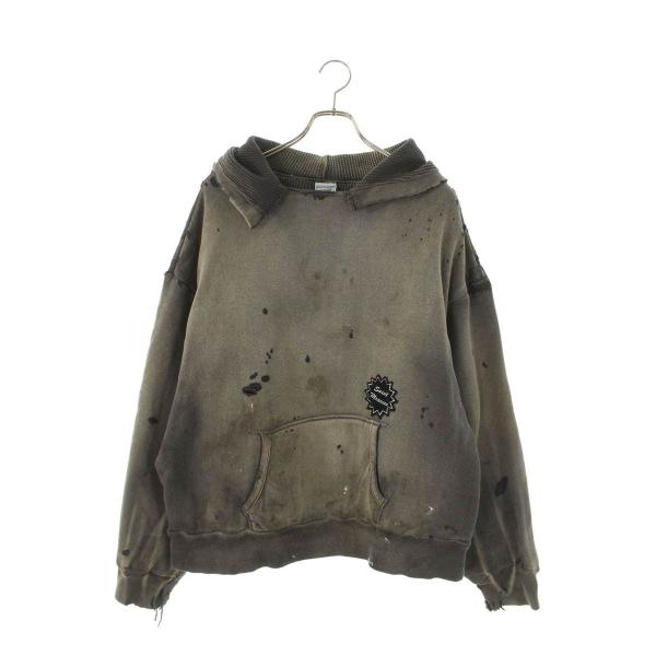 セントマイケル サイズ:XL 24AW SM-YS1-0000-045 ロゴ刺繍パーカー 中古 SB01 SAINT Mxxxxxx（セントマイケル） パーカー サイズ:XL 24AW SM-YS1