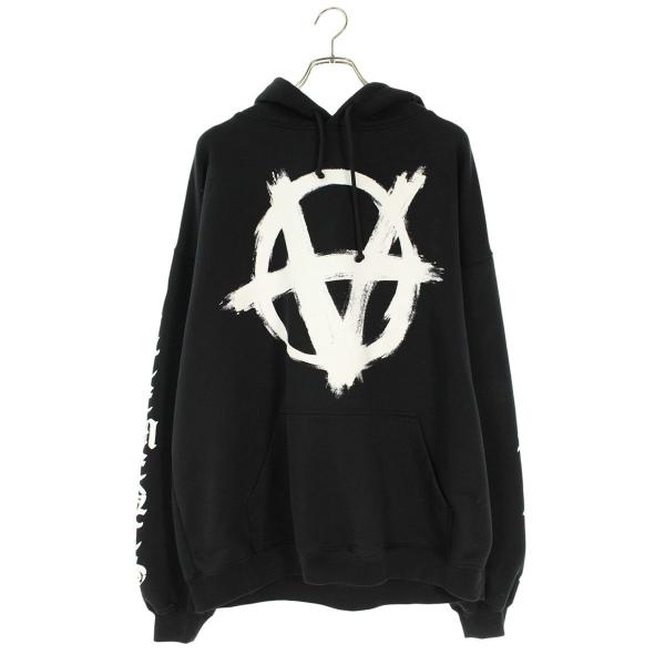 VETEMENTS ヴェトモンアナーキーシンボルプリント パーカーxsネイビー VETEMENTS ヴェトモンアナーキーシンボルプリント パーカーxsネイビー