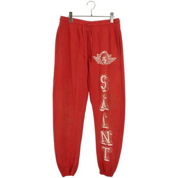セントマイケル サイズ:S  22SS  SM-S22-0000-052 ユーズド加工エンジェルプリントロングパンツ 中古 BS99 SAINT Mxxxxxx（セントマイケル） ロングパンツ サイズ:S 22SS SM-S22