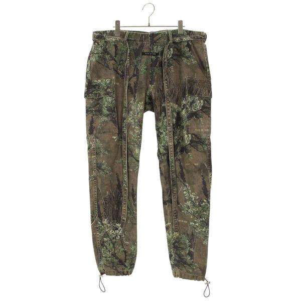 フィアオブゴッド サイズ:M カモフラ柄裾ドローコードカーゴロングパンツ 中古 BS99 FEAR OF GOD（フィアオブゴッド） サイズ:M カモフラ柄裾ドローコード