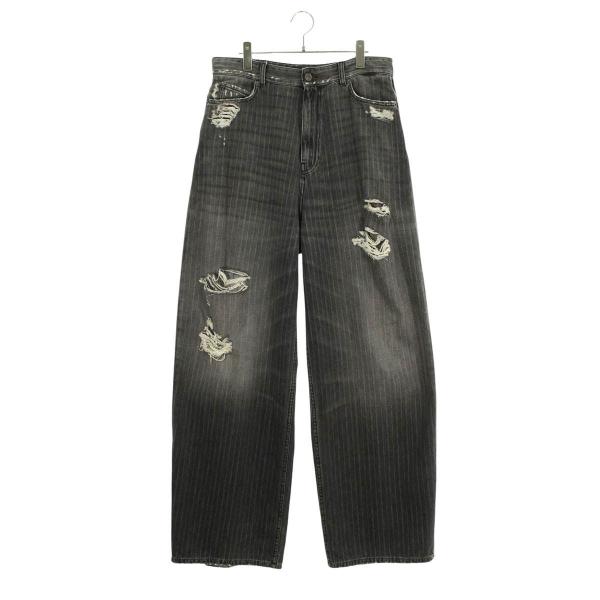 バレンシアガ サイズ:S  675218 TJW77 デストロイピンストライプバギーデニムパンツ 中古 SB01 BALENCIAGA（バレンシアガ） デニムパンツ サイズ:S 675218 TJW77