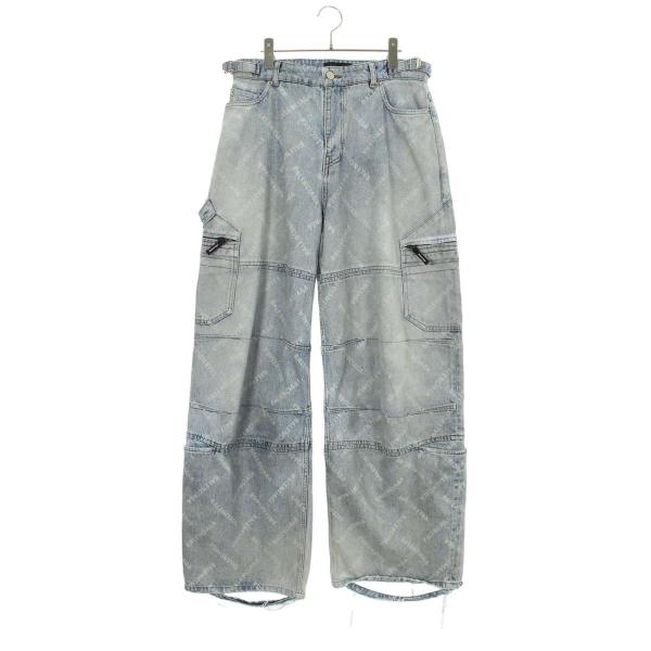 バレンシアガ  767971 TDW14 ロゴ総柄デストロイ加工バギーデニムパンツ メンズ S BALENCIAGA（バレンシアガ） サイズ:S 767971 TDW14 ロゴ総柄