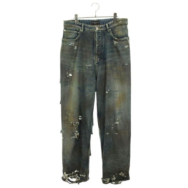 バレンシアガ サイズ:M  23SS  745248 TNW01 スーパーデストロイ加工ラージフィットバギーデニムパンツ 中古 SB01 rinkan_10831-250702-0159