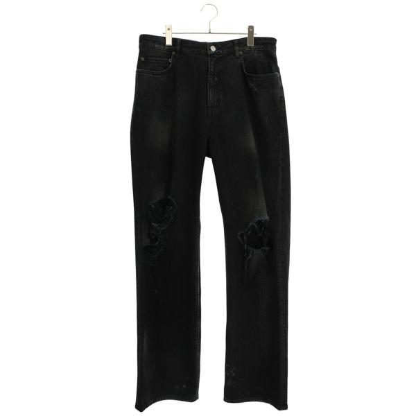 バレンシアガ サイズ:L  23SS  745151 TBP47 ヴィンテージ加工ミディアムフィットリップトデニムパンツ 中古 SB01 BALENCIAGA（バレンシアガ） デニムパンツ サイズ:L 23SS 745151 TBP47