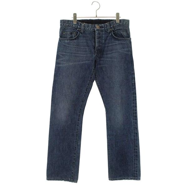 クロムハーツ サイズ:31インチ JEAN STRTLG FBRC クロスボールボタンストレートデニムパンツ 中古 OK15 CHROME HEARTS（クロムハーツ） デニムパンツ サイズ:31インチ JEAN
