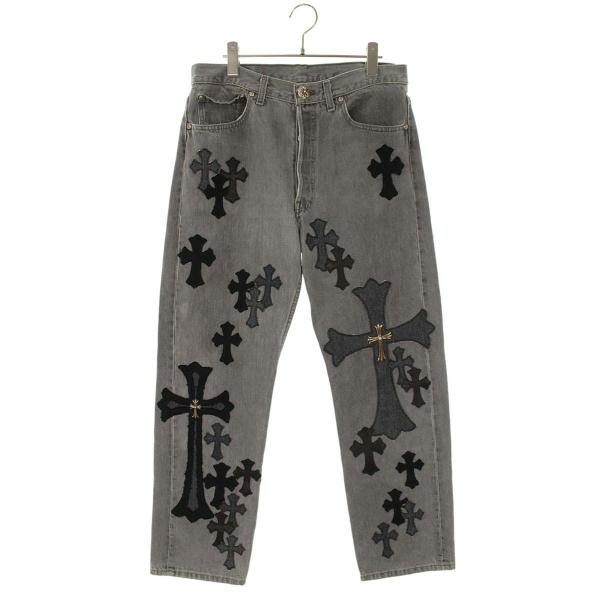本物 クロムハーツ デニムパンツパーカーシャツジャケットヴィトンリックオウエンス CHROME HEARTS（クロムハーツ） サイズ:30インチ ラージChクロス装飾