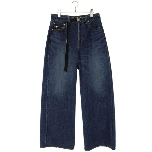 sacai（サカイ） サイズ:2 SCM-306 ベルト付きワイドデニムパンツ 中古