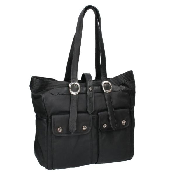 クロムハーツ  ガンスリンガーレザーコットン切り替えトートバッグ 中古 GZ11 CHROME HEARTS（クロムハーツ） トートバッグ ガンスリンガーレザー