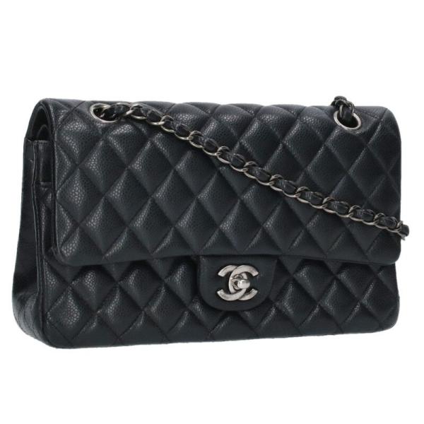 シャネル   マトラッセ25 Wフラップ キャビア 21番ショルダーバッグ 中古 GZ14 CHANEL（シャネル） マトラッセ25 Wフラップ キャビア 21番ショルダー