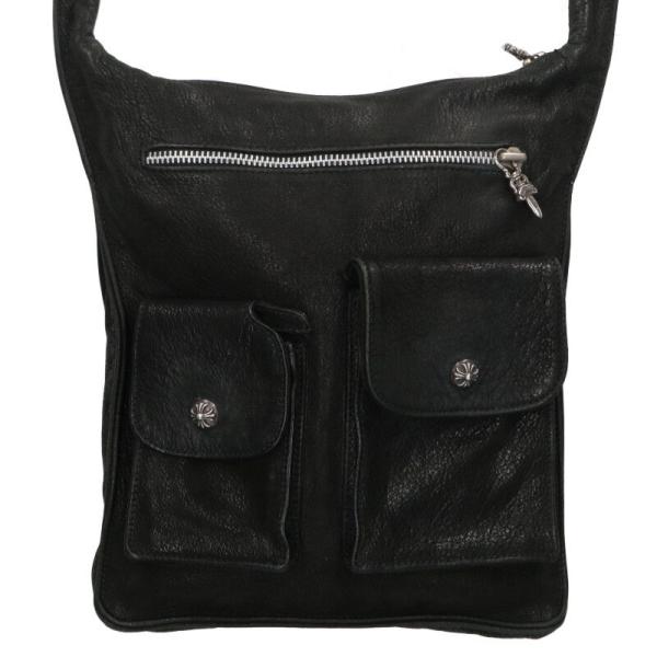 クロムハーツ   F-SLINGER Fスリンガー フラップボタンデストロイレザーショルダーバッグ 中古 OK15 CHROME HEARTS（クロムハーツ） F-SLINGER Fスリンガー フラップボタン