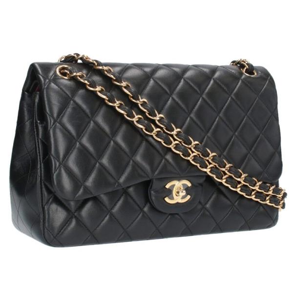 シャネル   デカマトラッセ 30 ダブルフラップラムスキンショルダーバッグ 中古 GZ14 rinkan_15052-250729-0269