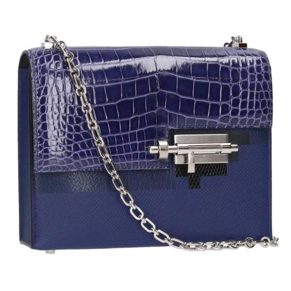 エルメス   ヴェルーミニ タッチ U刻印 SV金具アリゲーターリセ エプソン レザーショルダーバッグ 中古 GZ14 rinkan_15052-250805-0071